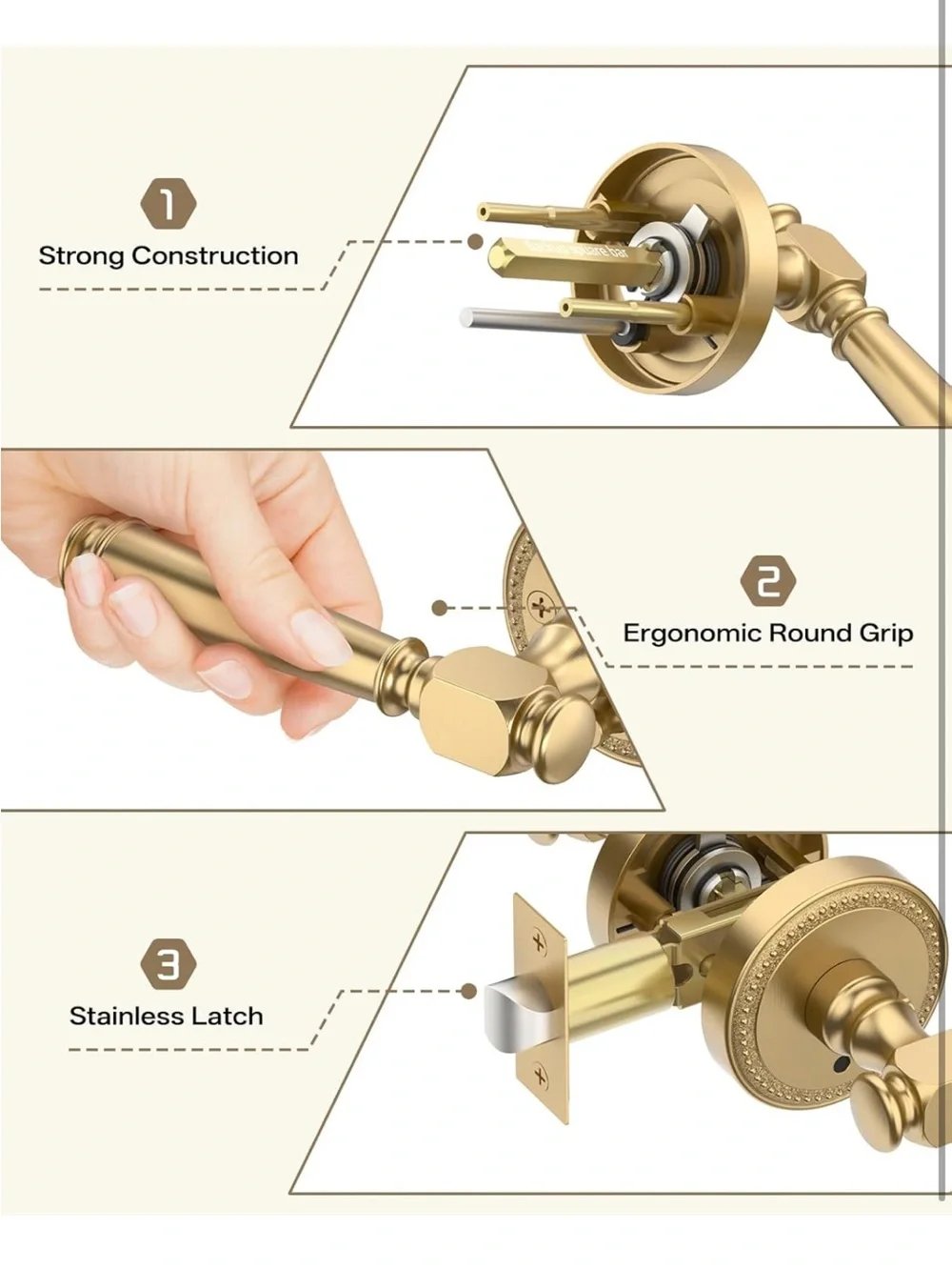 Amerdeco 1 Pack Champagne Bronze Interior Door Knobs